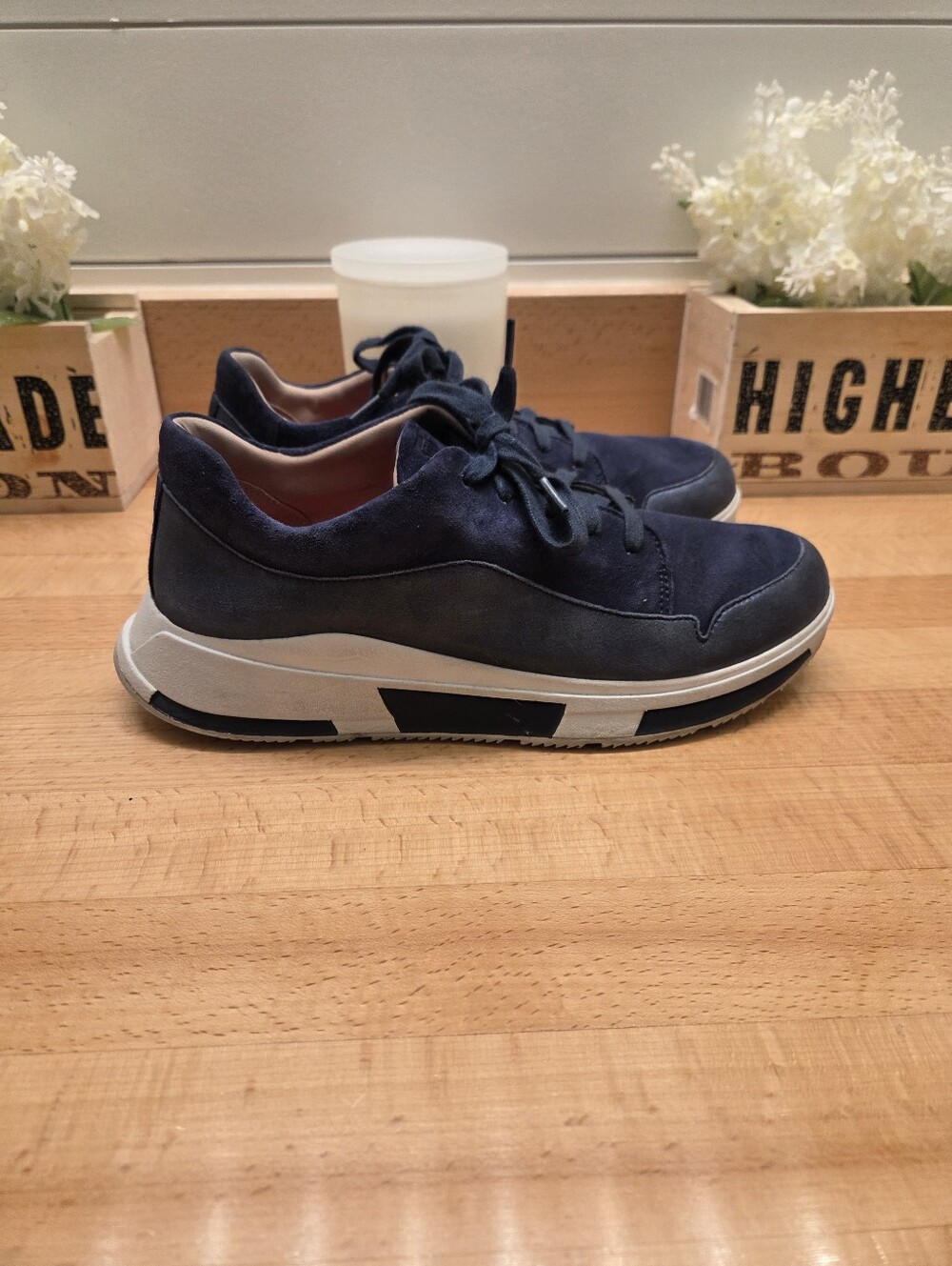 FitFlop Freya Sneaker Navy Blue Shimmer Suede Womens Size 8